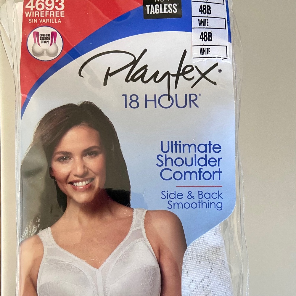 Playtex 18-Hour Original Comfort Strap Wirefree Bra Style 4693 48 B white NWT
